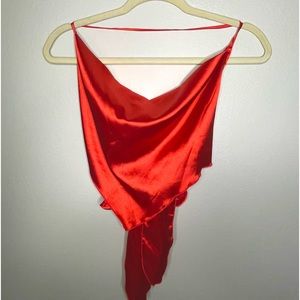 Red silk halter top